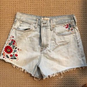 Madewell high waisted embroidered shorts
